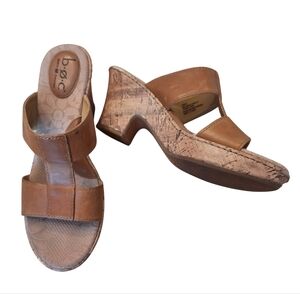 b.o.c. Born Concept Women's Buzby Cork Wedge Sandal Shoes Color Tan Natural 9M